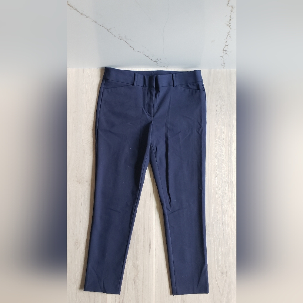 LOFT Trouser Pants Womens 10 Navy Blue Marisa Skinny Office Slacks